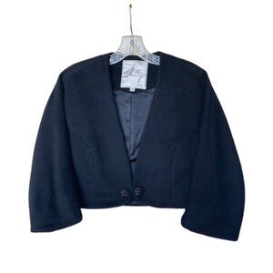 Milly of New York Cropped Evening Jacket Virgin Wool Angora Women's 6 Black USA